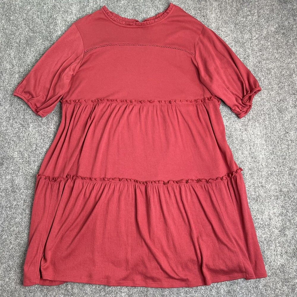 Knox Rose Dress Womens XXL Short Sleeve Babydoll Keyhole Back Dark Red - Picture 1 of 8
